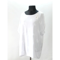 Elegancka tunika o luźnym fasonie - biała haftowane koła